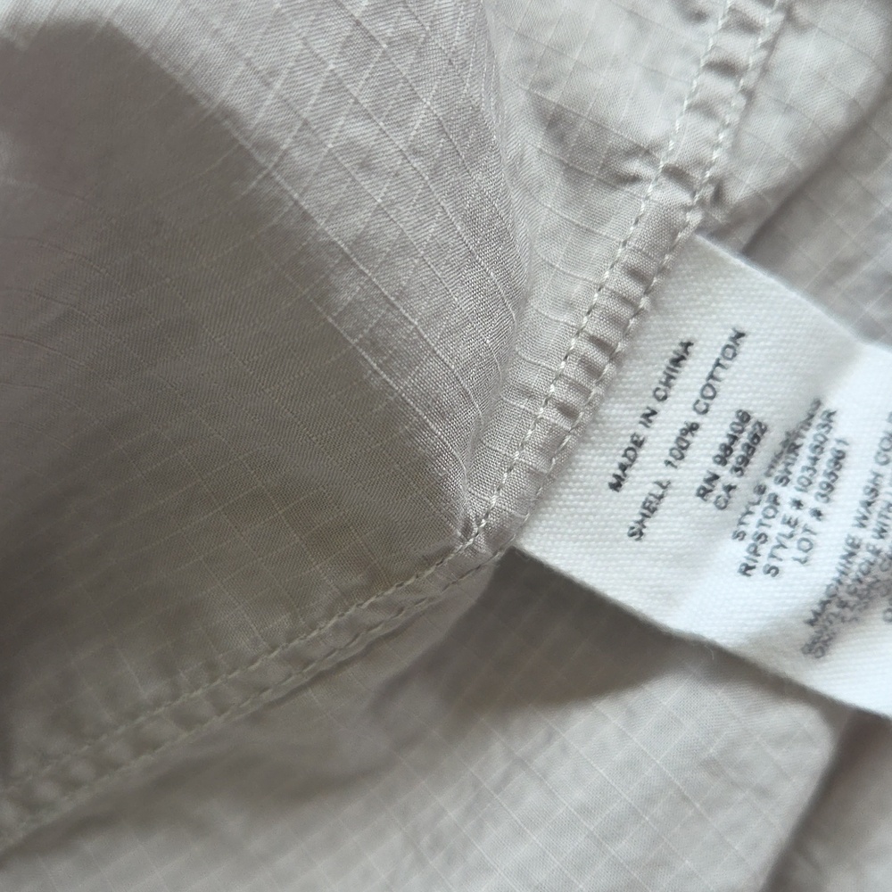 Men's Theory Dress Shirt. Size M. 100% Cotton.Ripstop Shirting. Light Gray/Beige - Picture 5 of 6